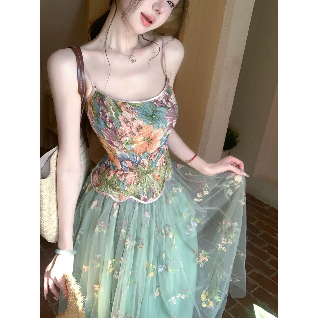 【雅乔定制】绿野仙踪 复古提花吊带上衣DYLL-25036736