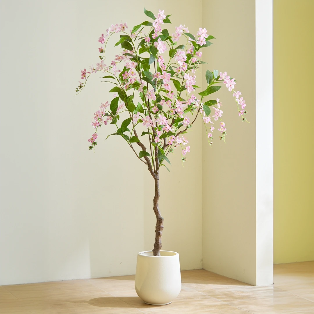 仿真植物垂丝茉莉假树装饰落地大型盆栽室内客厅假花树摆件假绿植