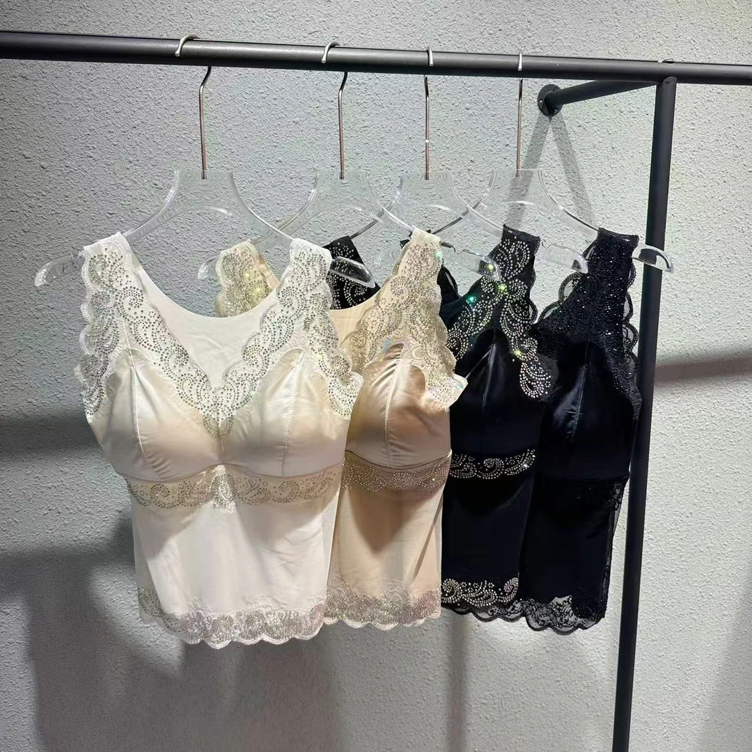 coco家时尚重工满钻舒适蕾丝美背女士夏季百搭打底无痕聚拢291