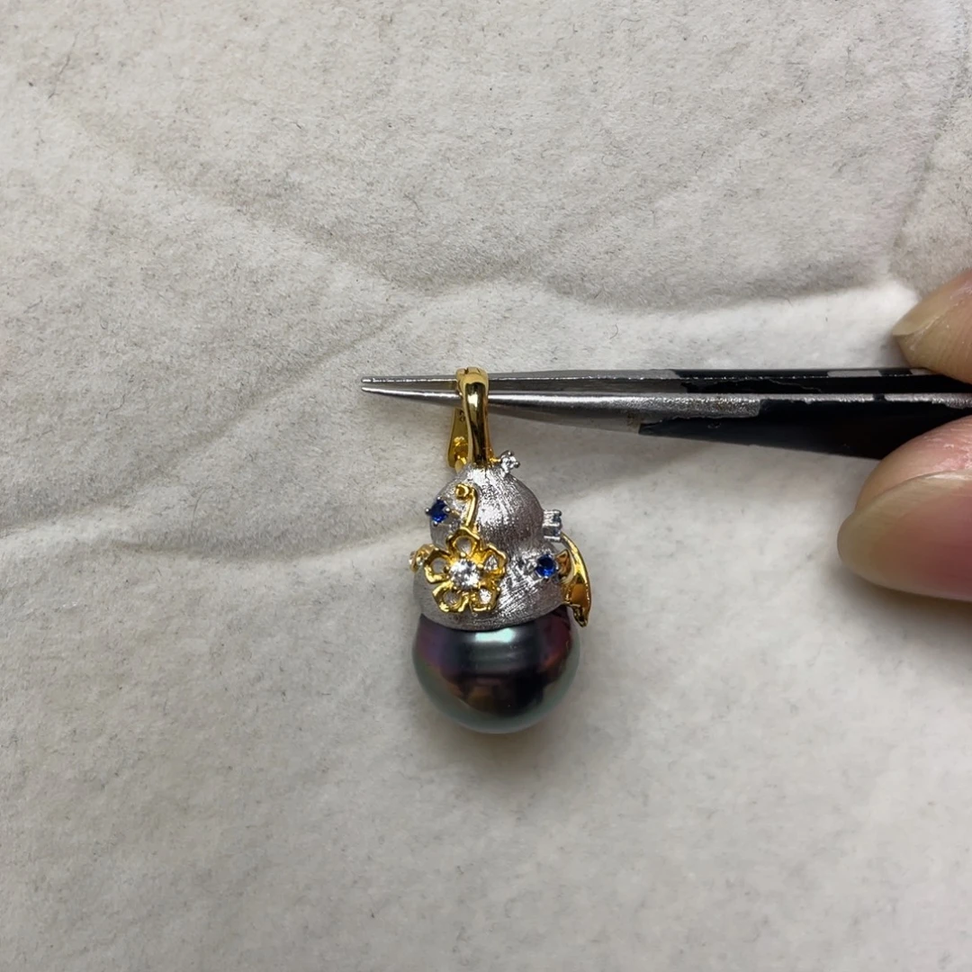 吊坠(不含链)银S925镶嵌海水珍珠