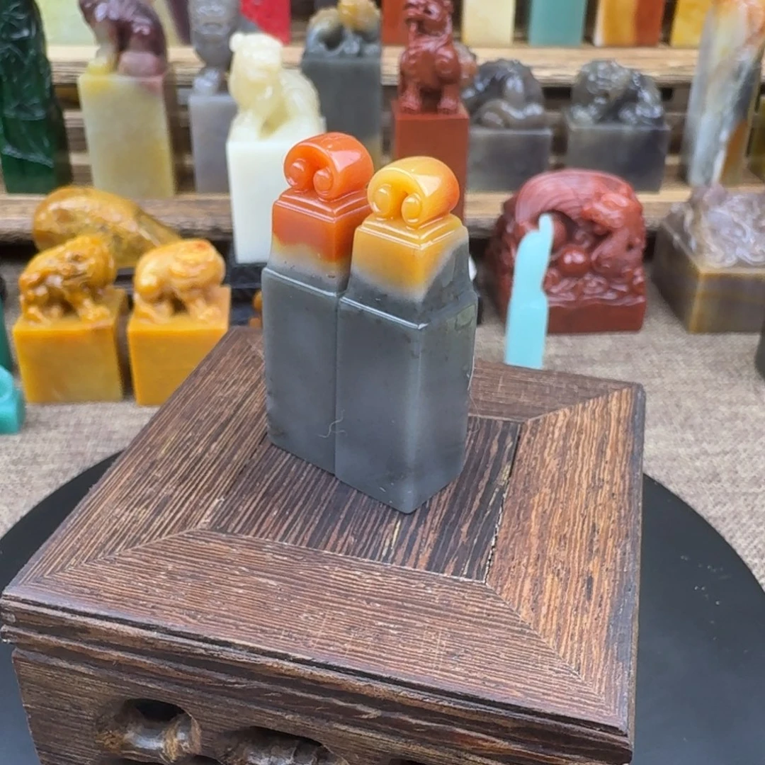 寿山石印石老挝对章876