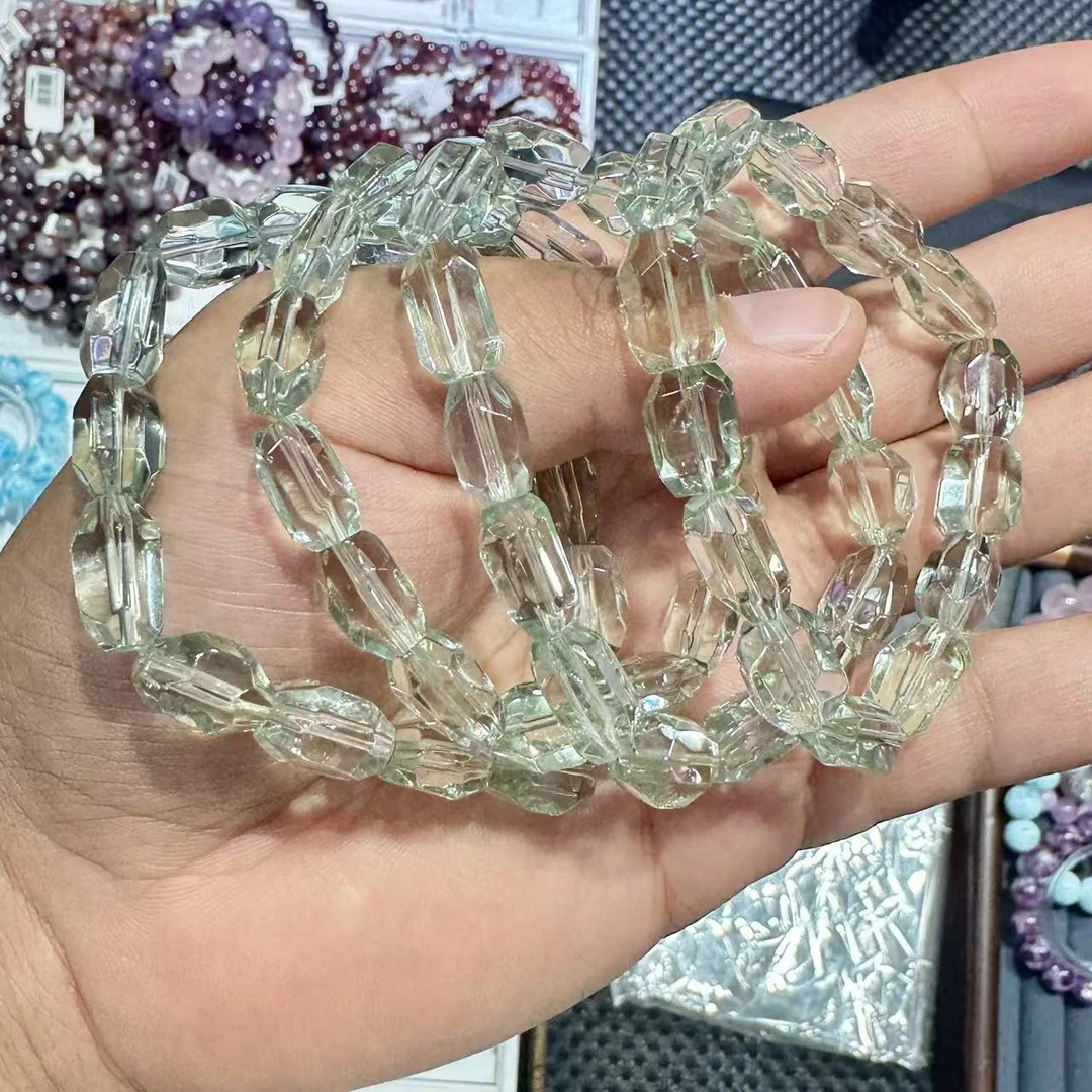 高净体绿水晶随型手串（多样性发一） 天然杂裂矿点，完美主义慎拍