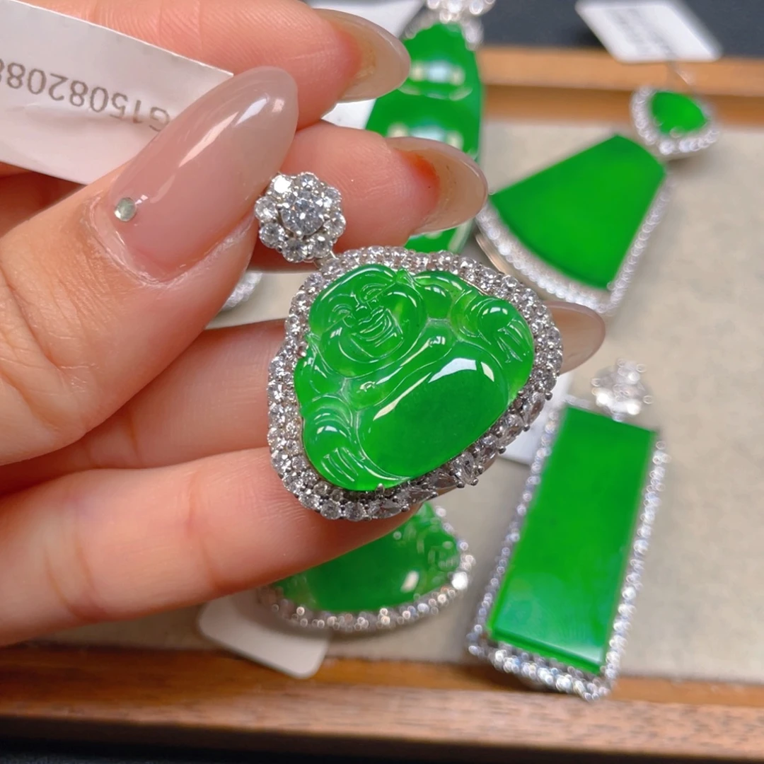翡翠银S925镶嵌挂件