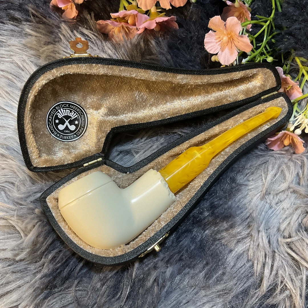 【小号】土耳其奥迪内海泡石烟斗品牌光面小号牛头弯款烟斗