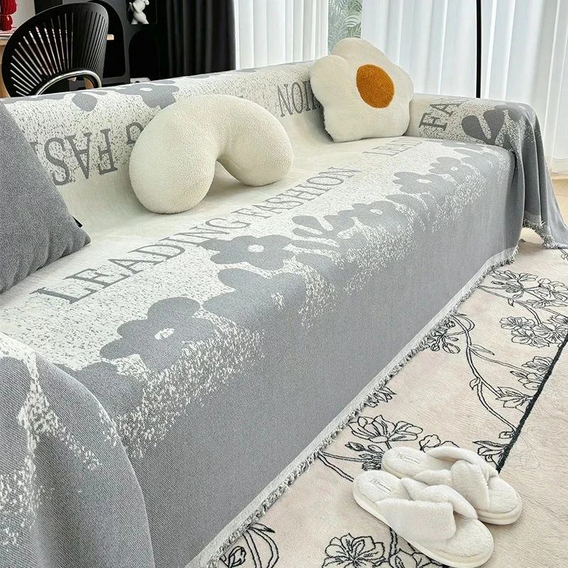 雪尼尔沙发垫四季通用沙发套罩防滑防猫抓防尘套罩沙发巾网红简约