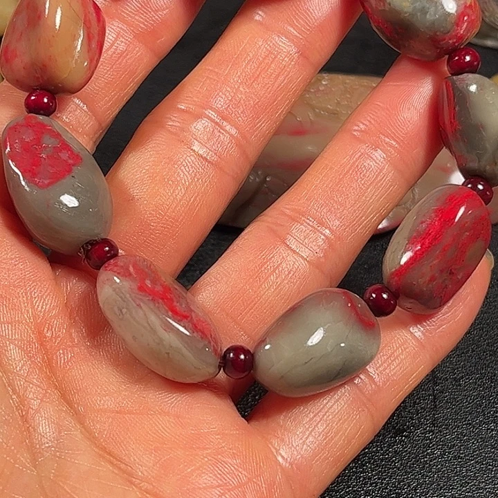 用***2印石昌化石昌化鸡血石手串