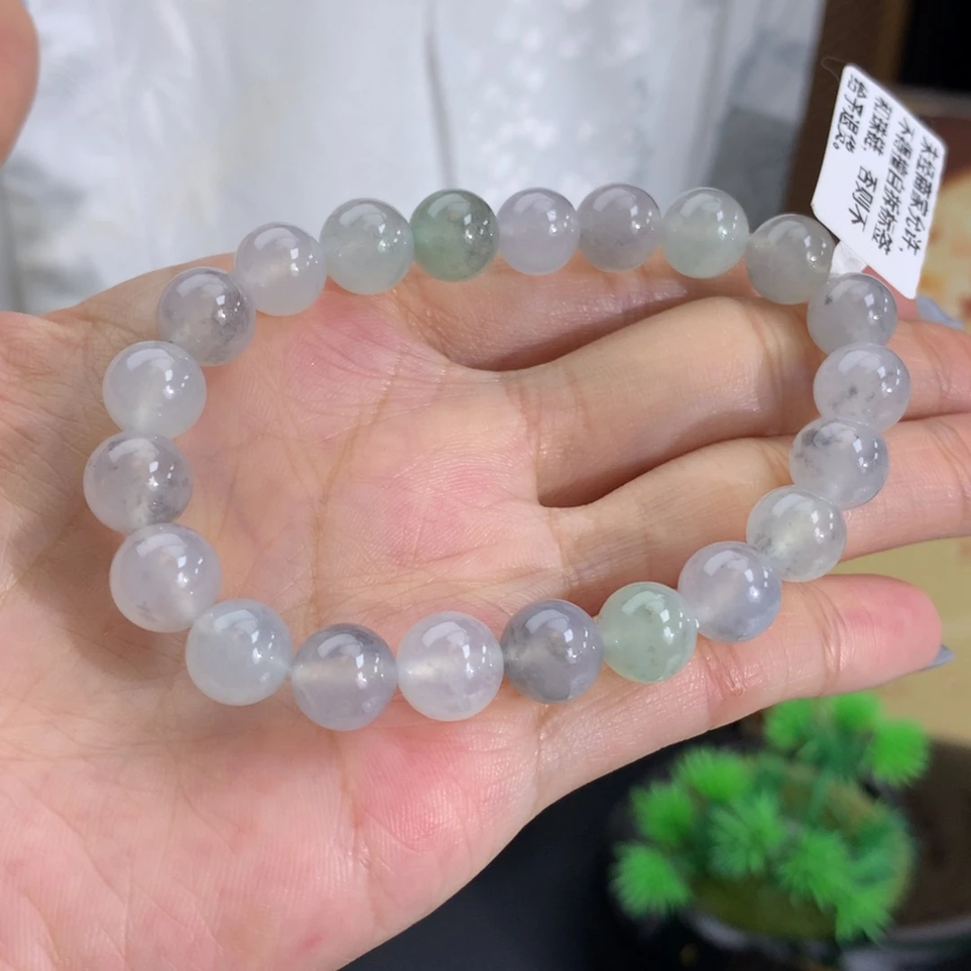 翡翠未镶嵌手串卡8.4-8.8冰胶乌鸡手串