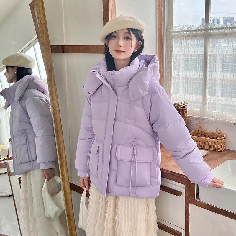 超好看糖果色短款韩版棉服女冬季小个子2025年新款连帽面包服外套