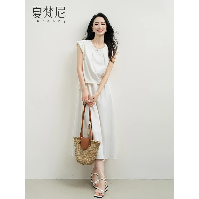 夏梵尼邂逅清迈2025夏季新款设计感假两件拼接连衣裙