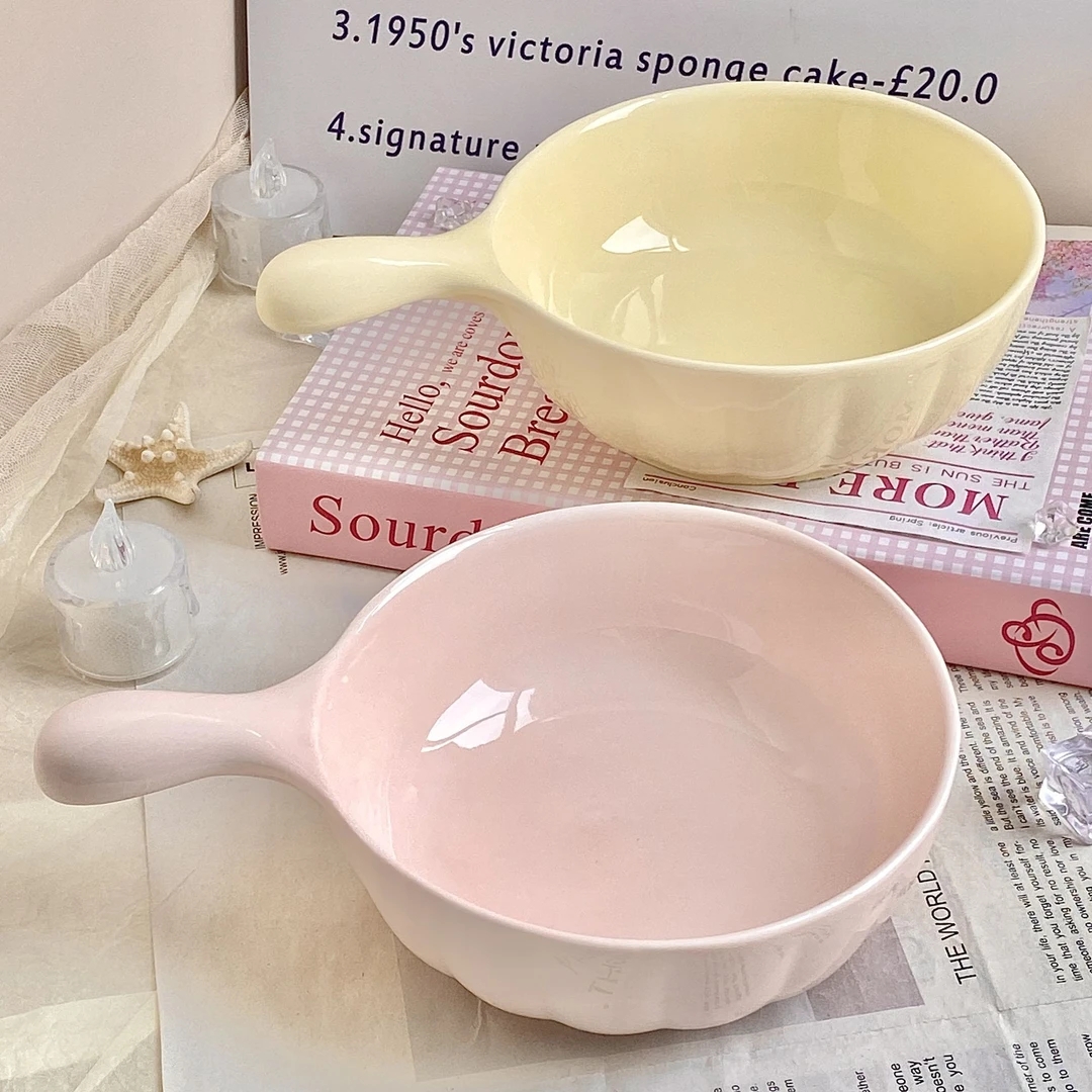 高颜值泡面碗家用酸奶沙拉手柄碗宿舍学生个人专用特别好看的碗LQ