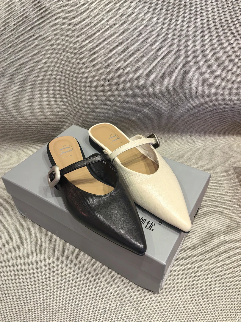 法式平底鞋春夏包头拖百搭欧美包头纯色