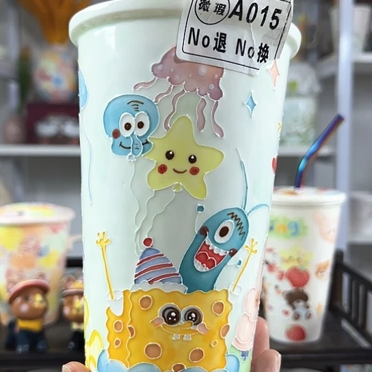 手绘高温釉下彩陶瓷李****）