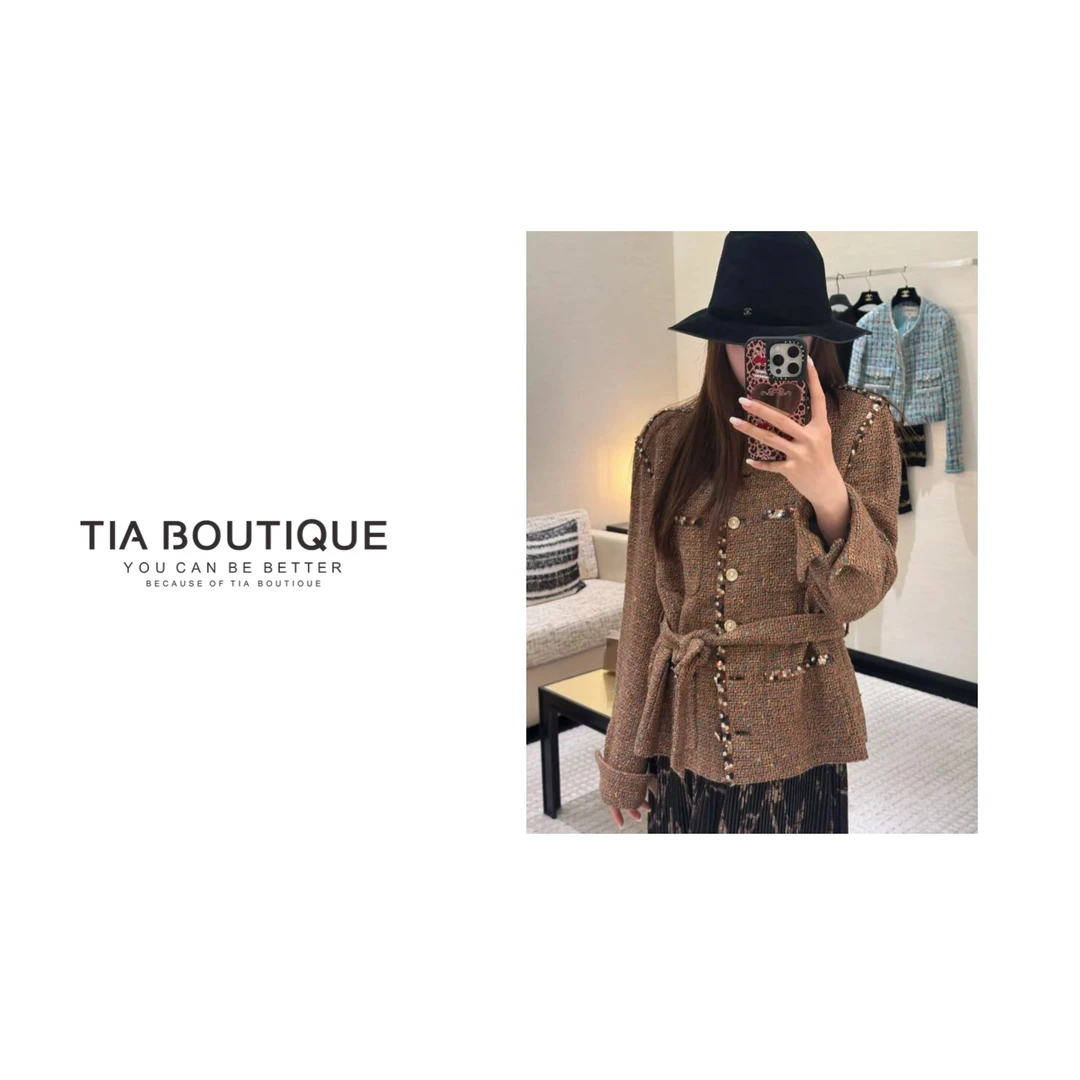 【琥珀流光】牛货25a大秀限定vic供闪片刺绣高奢花呢外套上衣WT0171