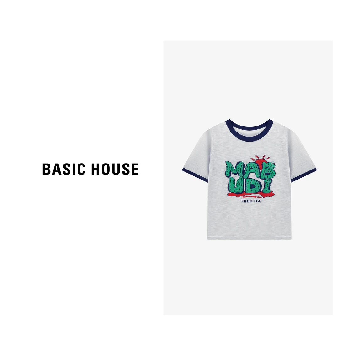 Basic House/百家好夏季多巴胺风格衣服纯欲风针织衫-B0625B5J052