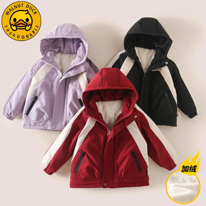小黄鸭儿童秋冬加绒派克服新款加厚保暖外套XT826-XH