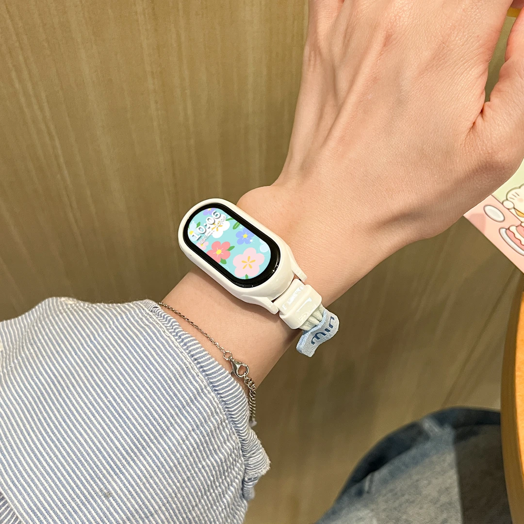 适用小米手环10表带9花朵8弹力发圈6尼龙运动舒适7/6/5NFC版腕带