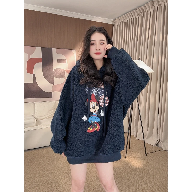 【加绒】米奇羊羔毛上衣女款爆款2025新款韩宽松oversize遮屁股