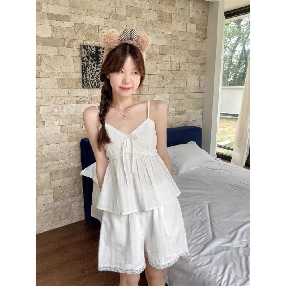 【白月光】夏季纯棉吊带短裤长裤透气家居服可外穿女显瘦显白孕妇