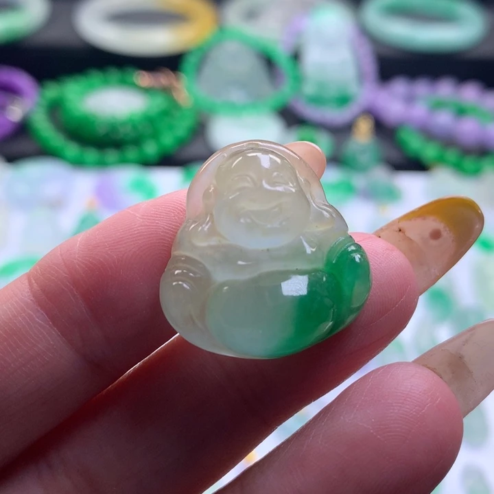 冰底肚里藏金佛公精品吊坠