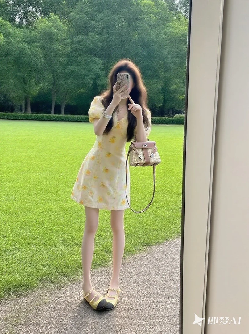 夏季小清新碎花裙公主洋气V领气质清冷系禅意衣服女包臀裙连衣裙