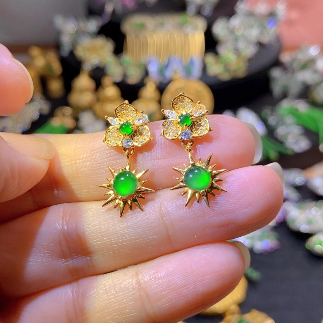 吊坠(不含链)银S925镶嵌翡翠