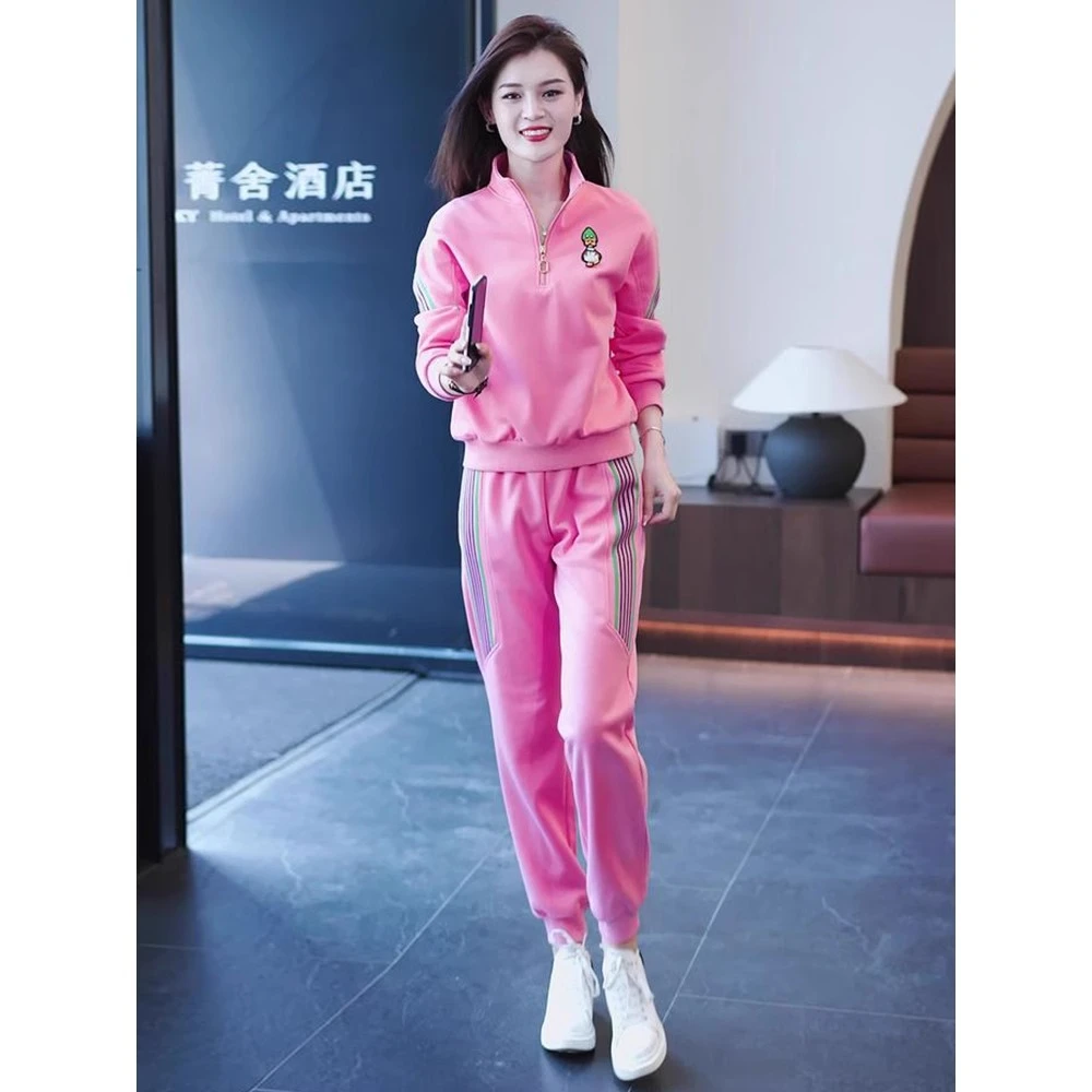 休闲运动服套装女2025春秋季新款宽松时尚洋气潮流卫衣卫裤两件套