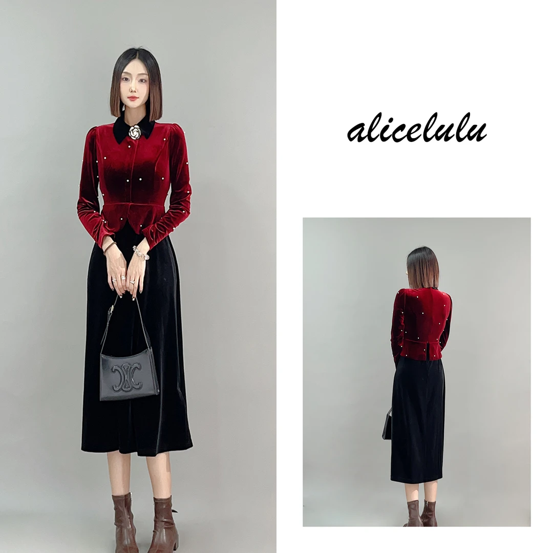 1 ALICE “千金一刻”连衣裙立体山茶 丝绒钉珠 S2140578W