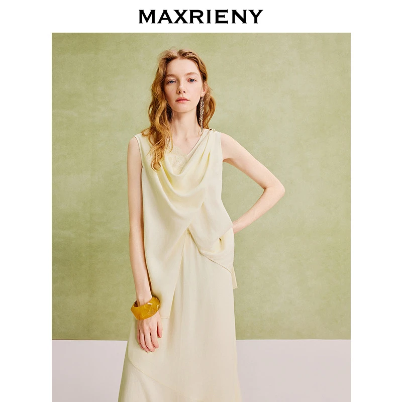 【商场同款】MAXRIENY精致日常荡领上衣女收腰垂感内搭松弛感穿搭