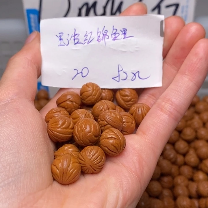 大***歌手串桃核14mm左右野生红锦鲤20颗（打孔）