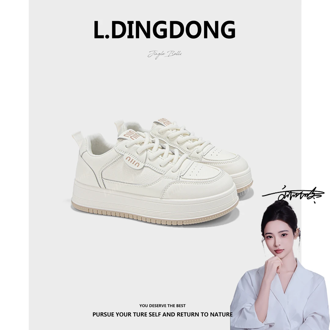 【刘叮咚女鞋】厚底休闲小白鞋女2025新款春夏轻便时尚百搭韩版板鞋