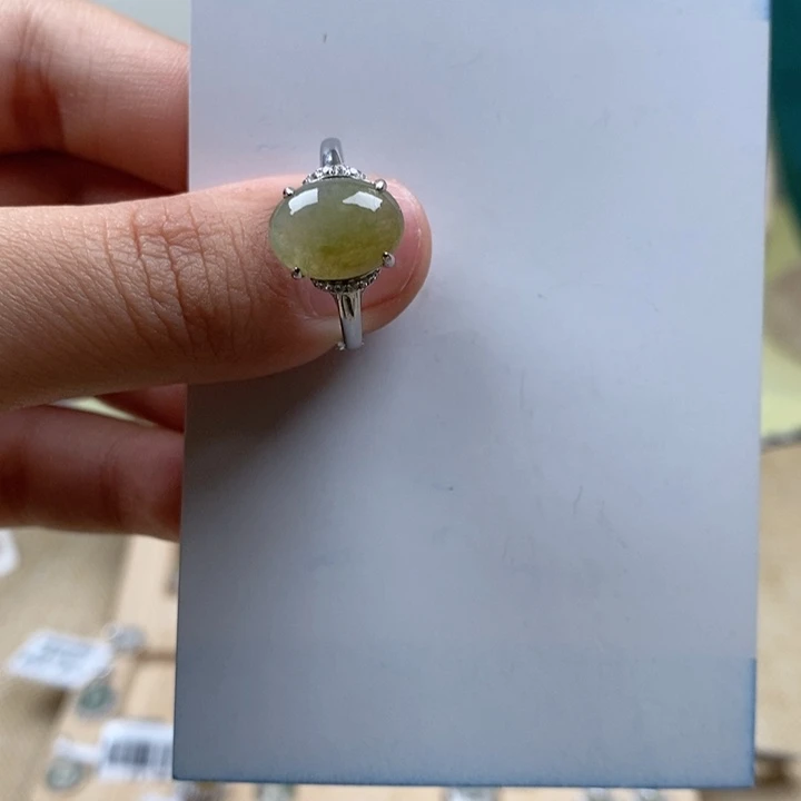 翡翠戒指银S925镶嵌1111