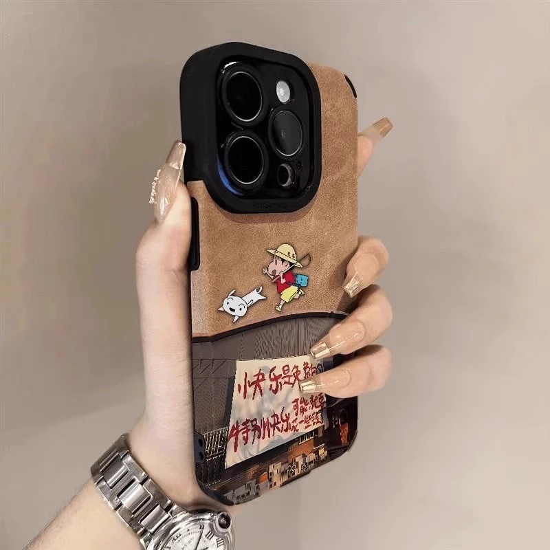 适用苹果16promax手机壳新iPhone15pro创意翻毛皮快乐蜡17promax