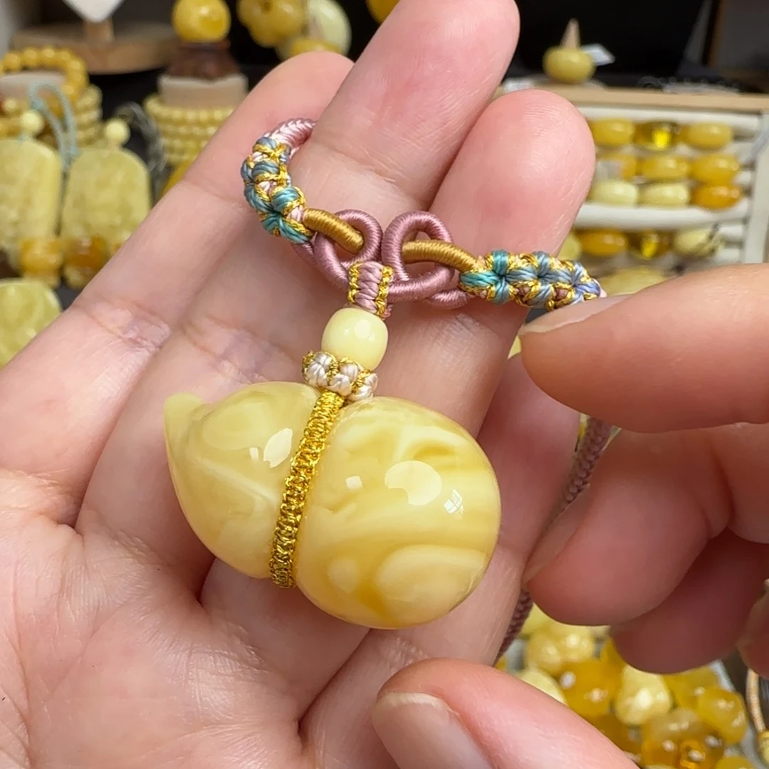 未镶嵌套链蜜蜡天然俄料蜜蜡葫芦吊坠