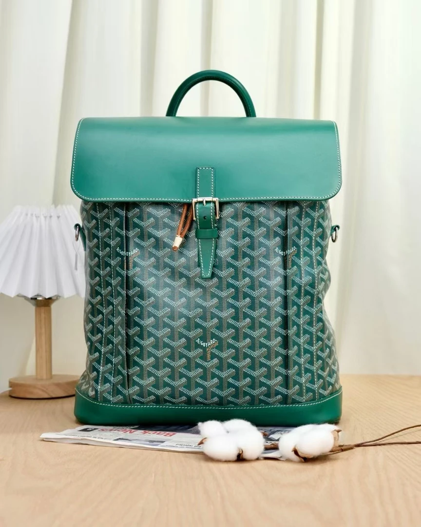 99新 Goyard 7105 Goyard绿色双肩包