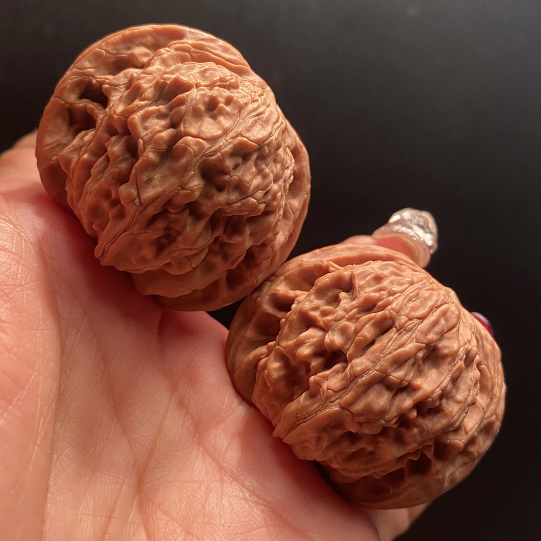 文玩核桃把件4203全品无修山地对歪磨盘边42肚38高34狮子头精品对