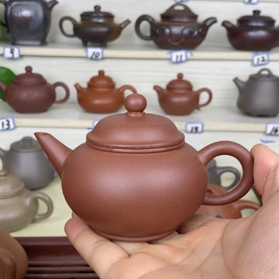 紫砂茶壶风釉羊角山紫泥160cc半手工