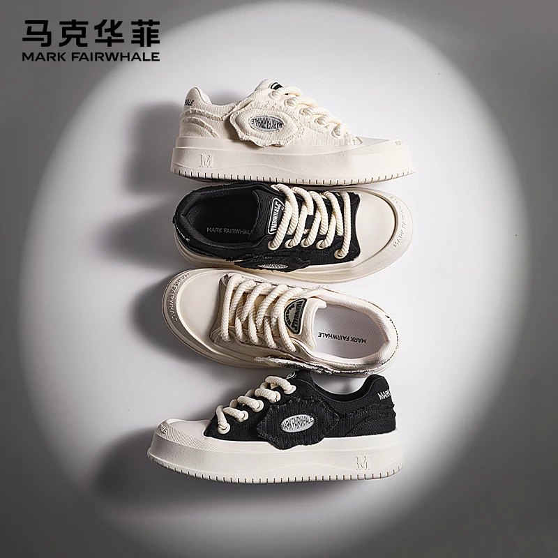 马克华菲男鞋秋季透气2025新款男生情侣休闲云朵板鞋百搭帆布鞋女