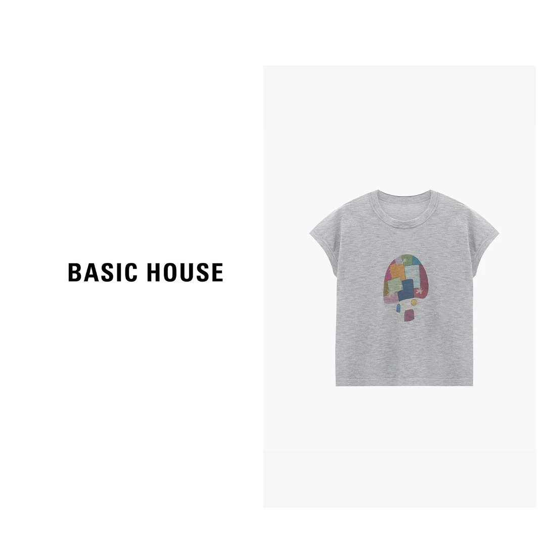 Basic House/百家好夏季宽松简约卡通舒适休闲针织衫B0625B5G252