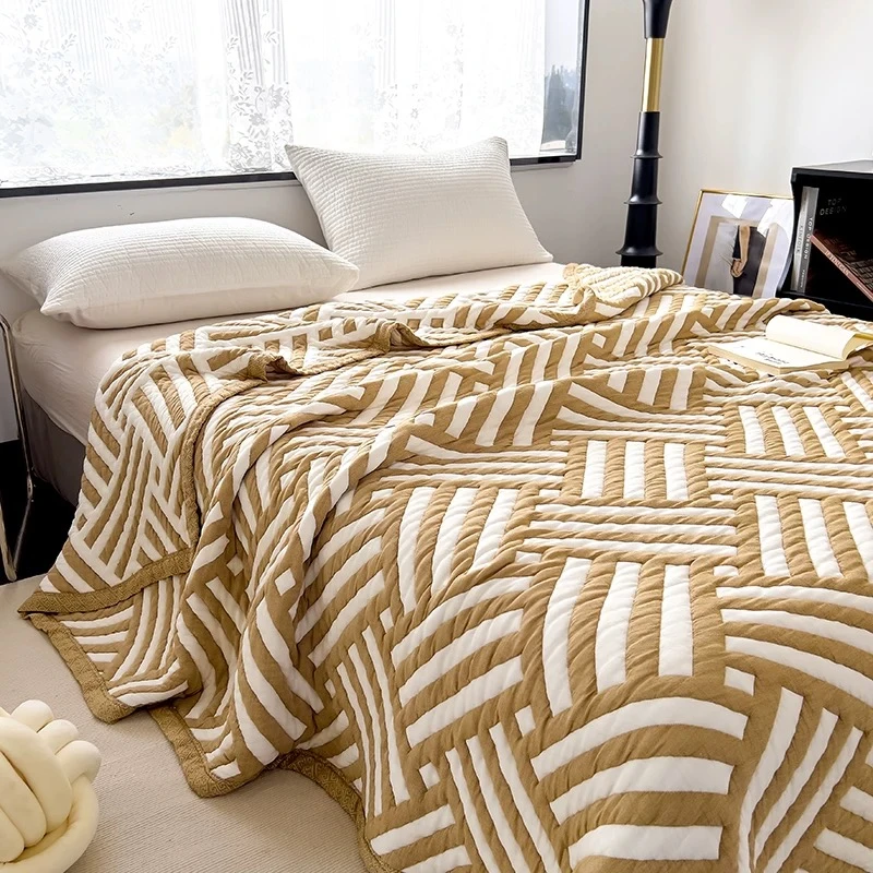 【北欧风-咖】双人200*230cm全棉A类细纱云柔被亲肤透气