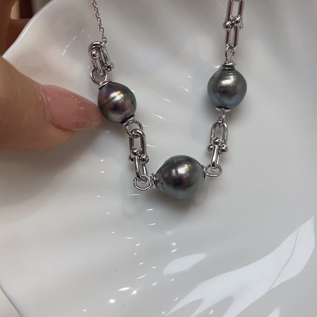 银S925镶嵌海水珍珠颈饰