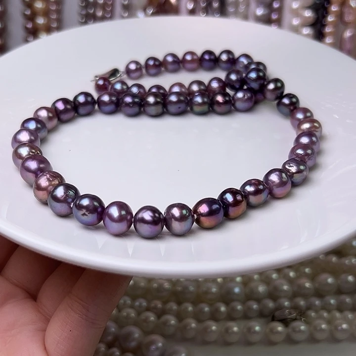 未镶嵌淡水珍珠颈饰9-10油画牛油果