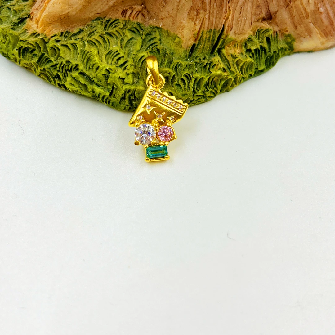 足金999镶嵌甜心糖果吊坠 5D工艺黄金A1