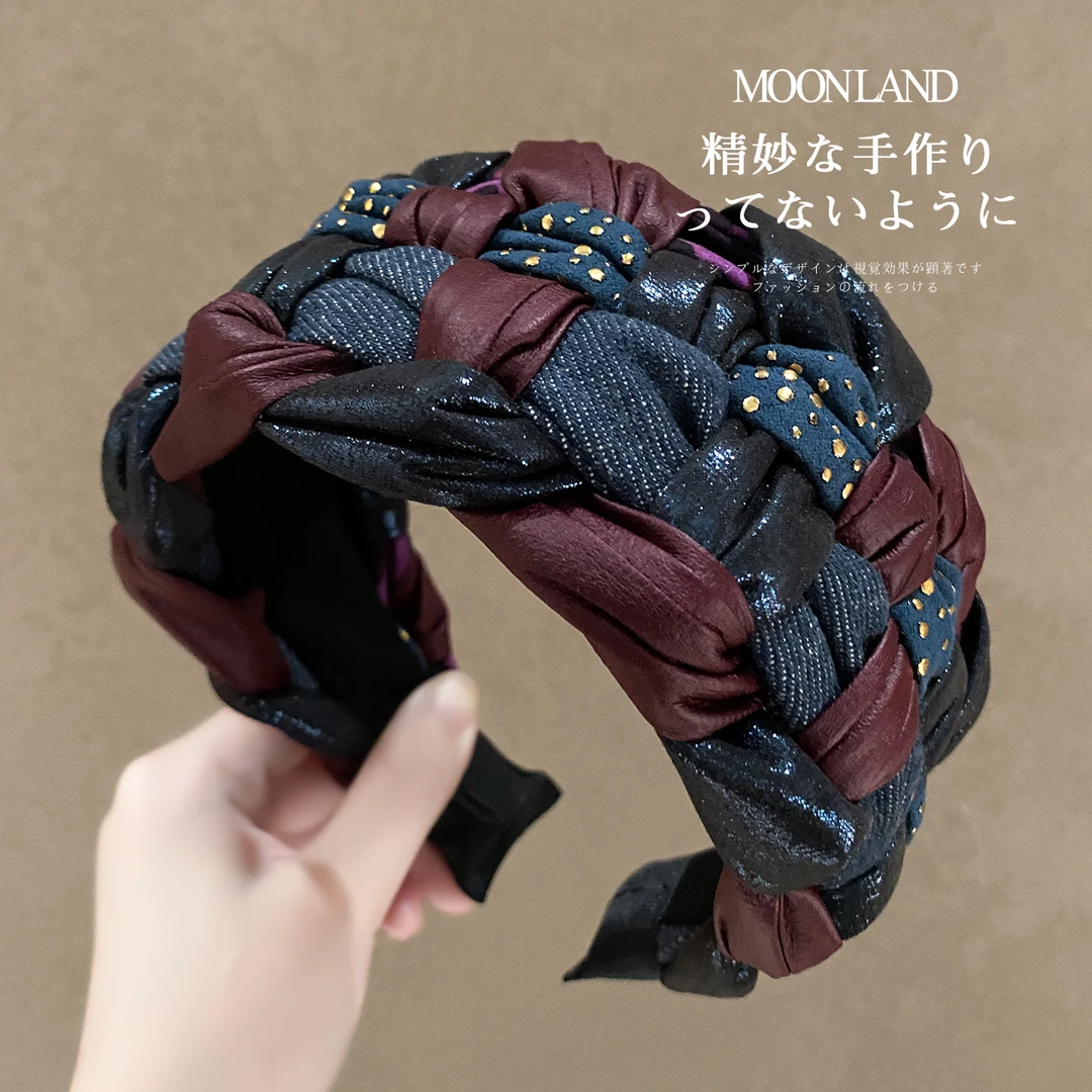 复古宽边撞色编织发卡女新款日常外戴遮白发头箍洋气时尚洗脸发箍