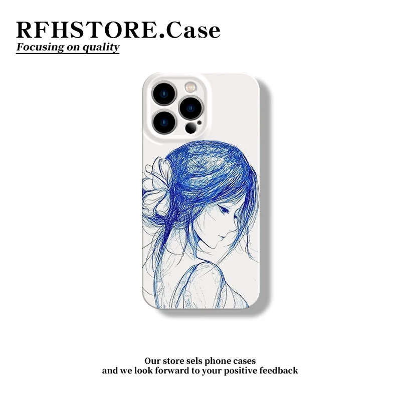 ZMGX戴花恬静少女适用苹果16promax手机壳华为P70vivo小米14oppo