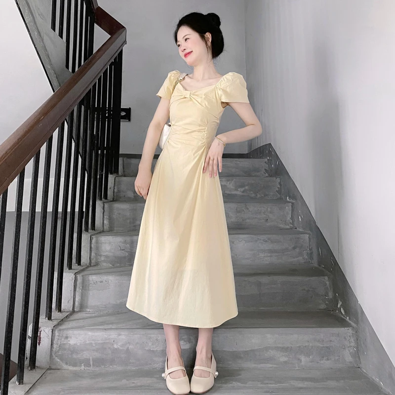 【现货+运补】黄色连衣裙子女夏季新款独特漂亮绝美巨好看长裙4369