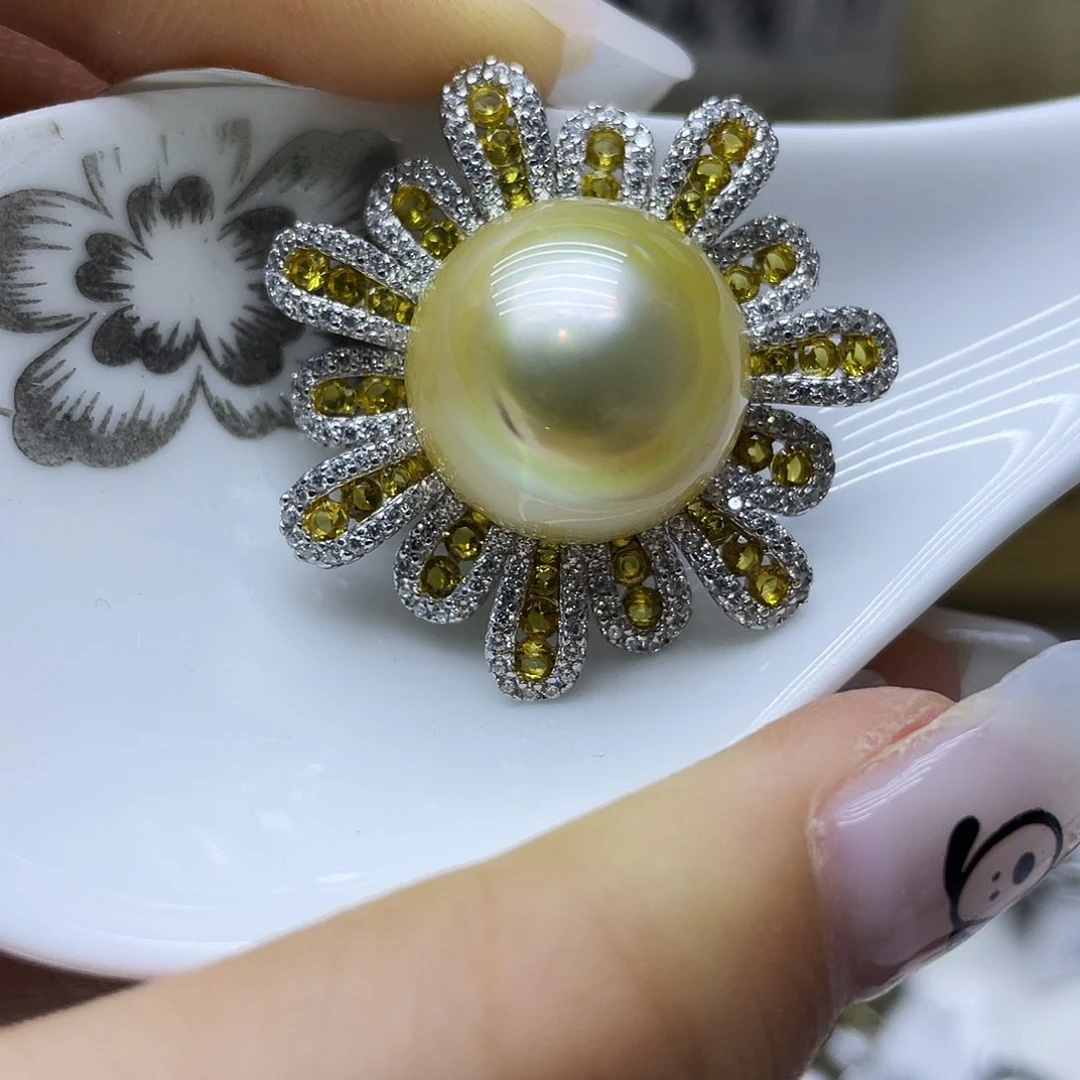 海水珍珠银S925镶嵌颈饰