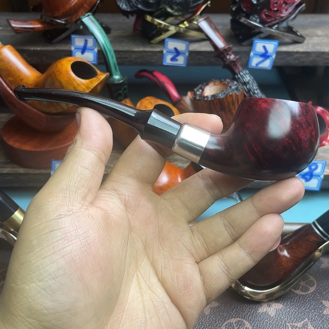 做***人石楠木手工微弯苹果烟斗