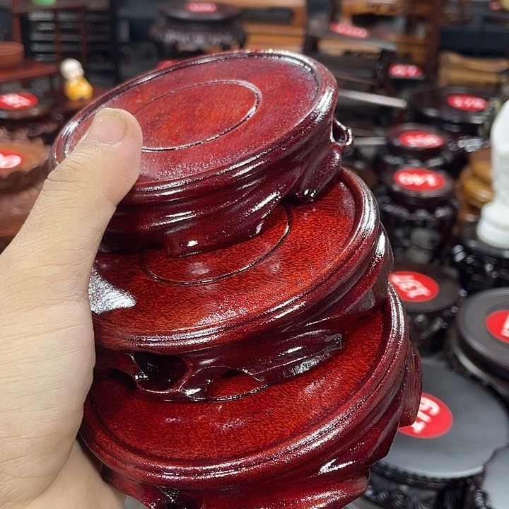 琉璃手工艺品红木底座工艺品3个