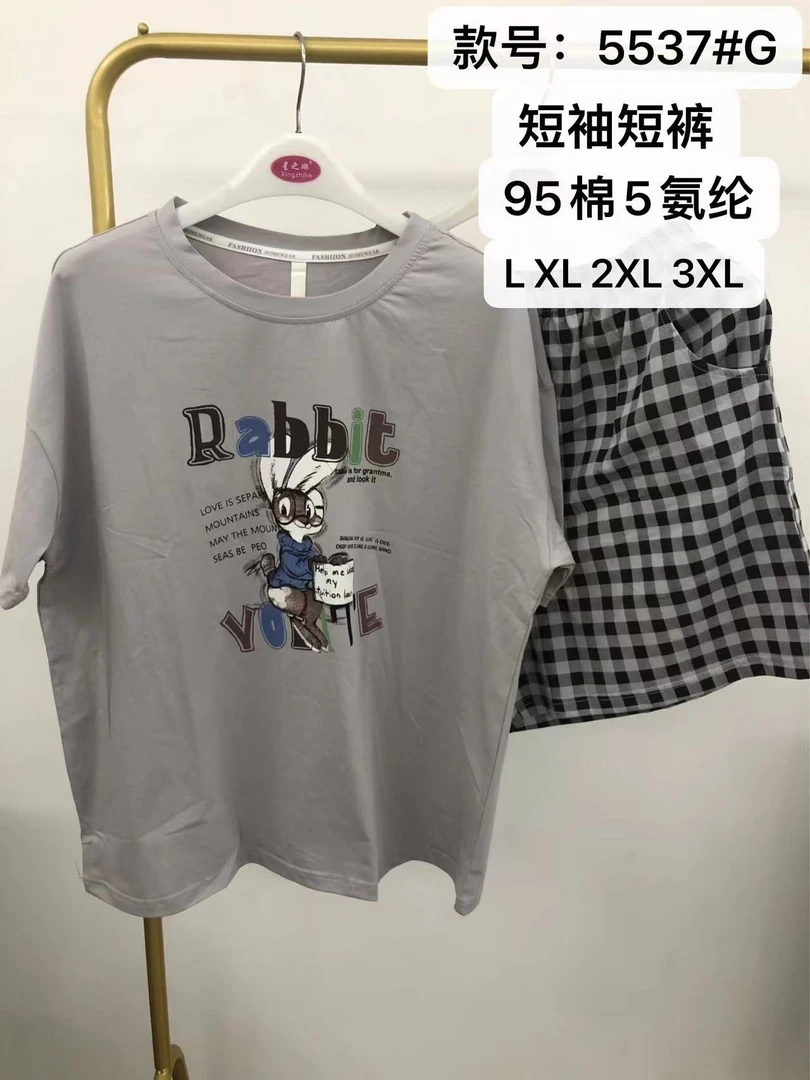 5537女士爽棉睡衣套装高品质短袖短裤女士家居服睡衣女套装