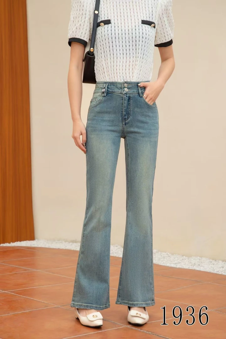 浅色牛仔裤女春季2025新款小个子高腰显瘦修身长裤1936